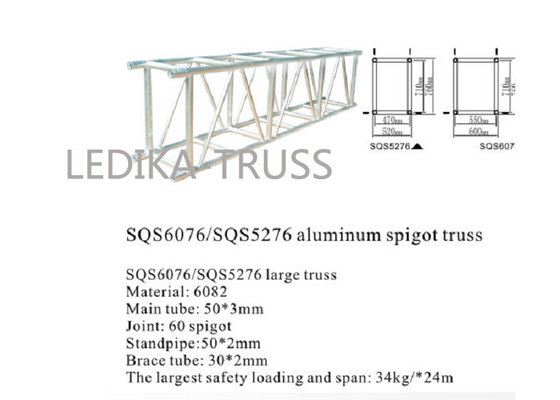 Outdoor Stadium 6081 Aluminum Spigot Truss Customized Size