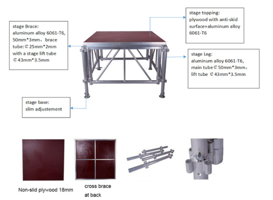 Aluminum Movable Stage Platform Adjustable Modular Stage Systems