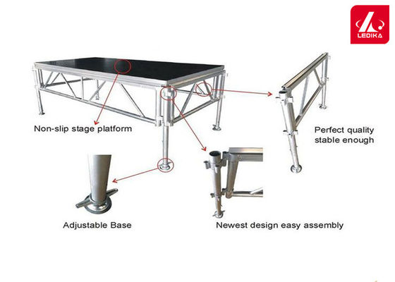 Quick Assembly Aluminum Stage Platform With Adjustable Height For Space-saving Storage