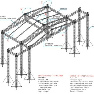 Large Aluminum Stage Roof Truss For Live Events And Music Festival