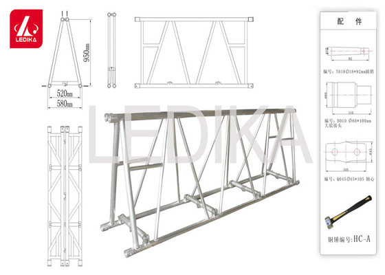 Equipment 520mm*760mm Folding Aluminum Spigot Truss For Lighting Show