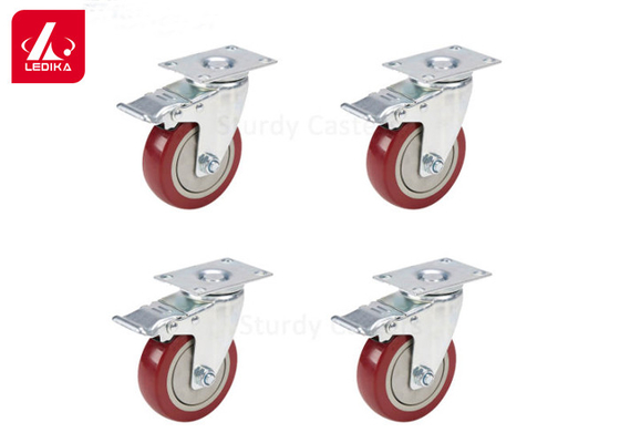 4 Inch 5 Inch Nylon Casters Medium Duty Brake Wheels For Flight Case