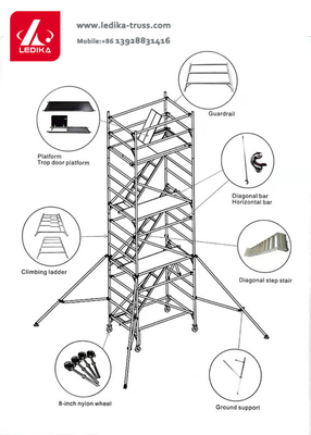 Safety Aluminum Scaffolding Tower Outdoor Work Bench Easy Assembled