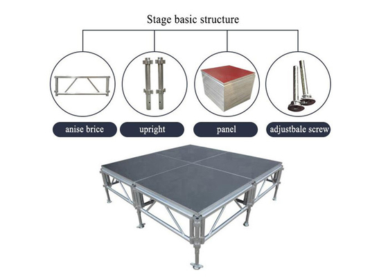 Adjustable 1.4m Assemble Aluminum Stage Platform 18mm Wooden