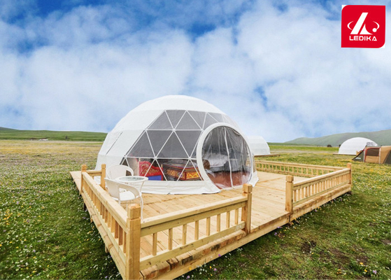 Waterproof 6M Glamping Geodesic Dome Tent Hotel For Resort
